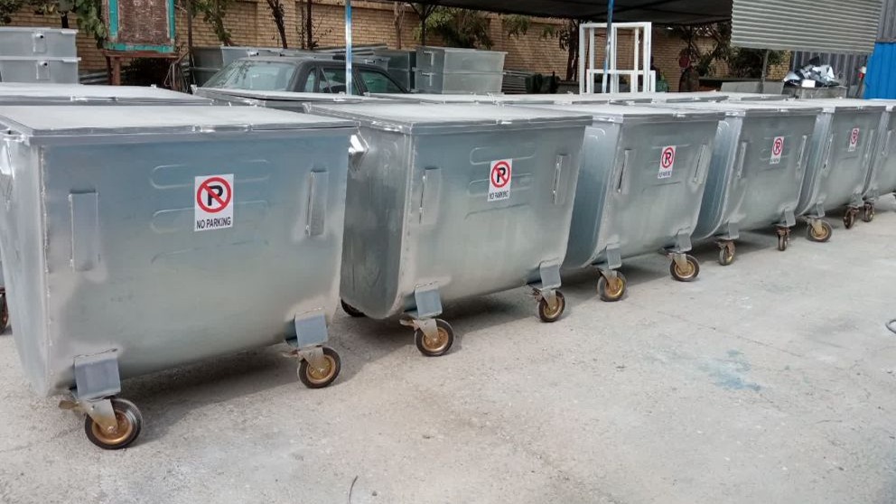 تولید و فروش سطل زباله فلزی آهنی بزرگ مکانیزه شهری سالار صنعت ملارد تهران